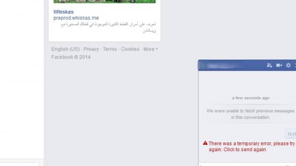 Facebook message error