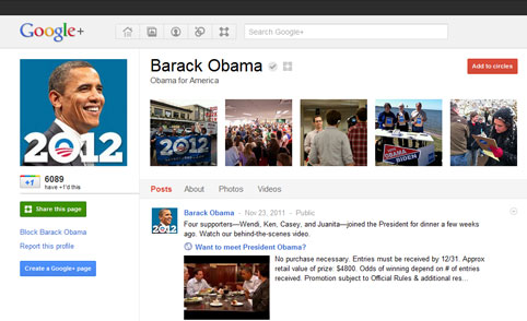 Barak Obama on Google+