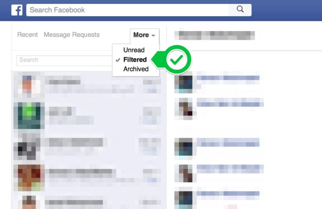 طريقة الوصول إلى الرسائل الأخرى في فيسبوك