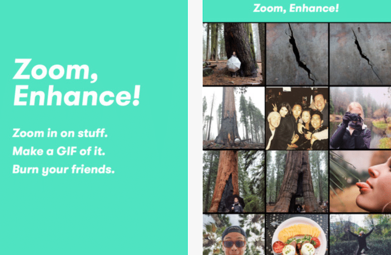 تطبيق Zoom, Enhance لعمل صور GIF بحركة زوم