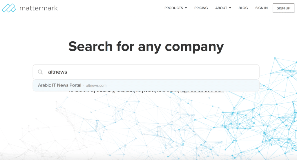 خدمة للبحث عن أي شركة على الإنترنت ومعرفة تفاصيل حولها