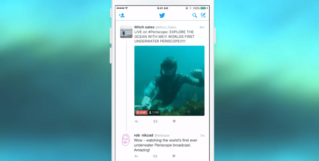 تويتر تتيح عرض البث الحي من بريسكوب عبر تطبيقها على نظام آي أو إس