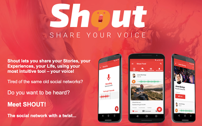 تطبيق Shout لمشاركة القصص والتجارب مع الآخرين صوتيا