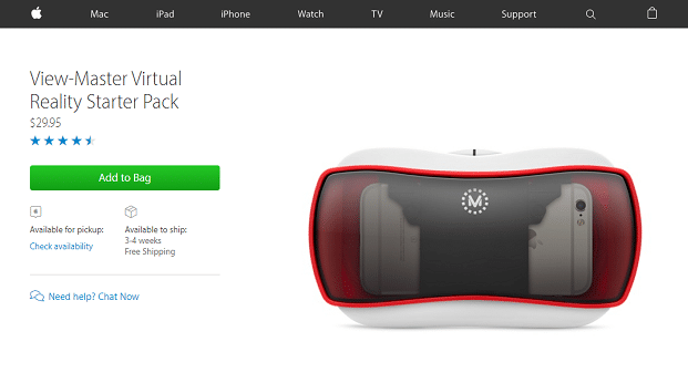 آبل تبدأ بيع نظارة الواقع الافتراضي View-Master على متجرها الإلكتروني