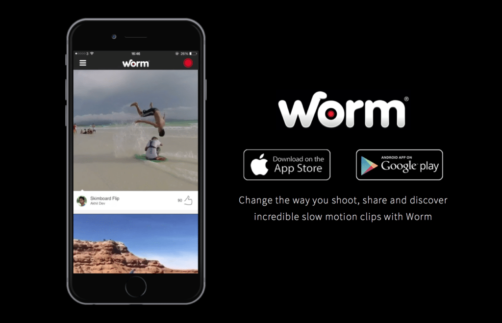 تطبيق Worm لتصوير ومشاركة مقاطع الفيديو بالحركة البطيئة