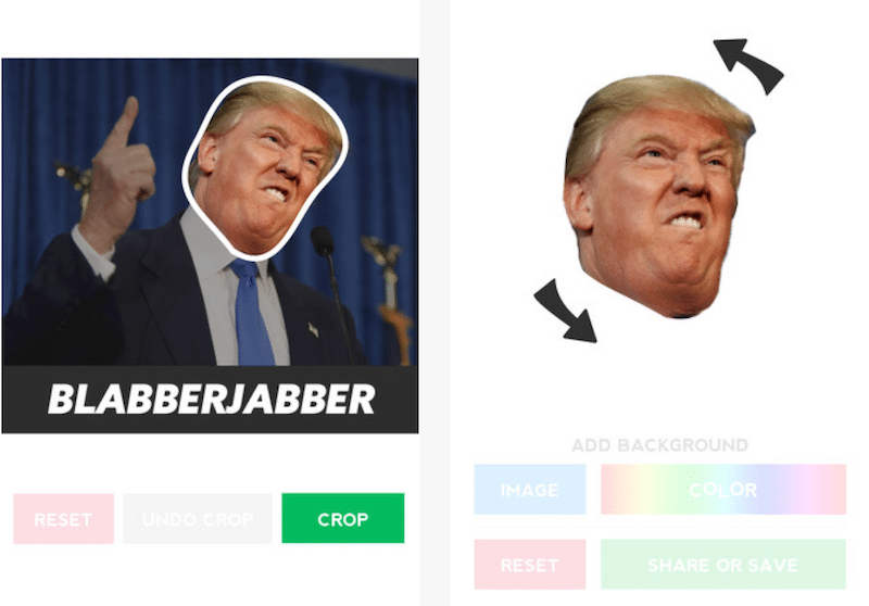تطبيق Blabberjabber لقص جزء من الصورة وإضافة خلفية له