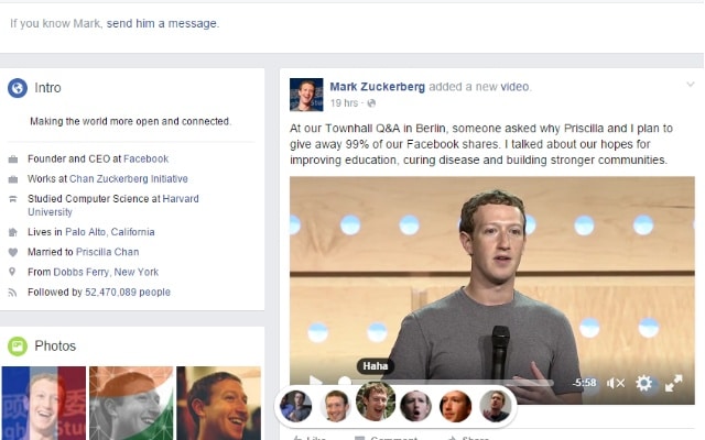 إضافة لاستبدال ردود فعل فيس بوك بصور مارك زوكربرج