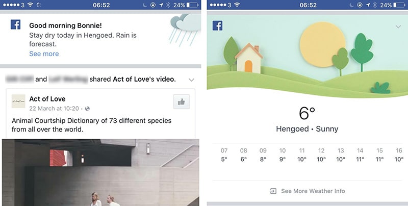 فيسبوك تختبر تنبيهات الطقس في تطبيقاتها المحمولة
