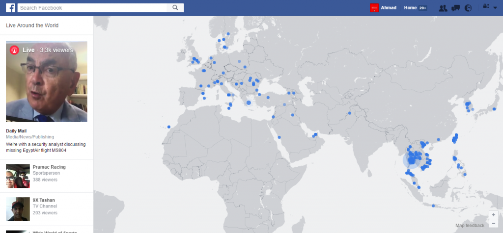 فيسبوك تتيح خريطة البث الحي للجميع على الويب
