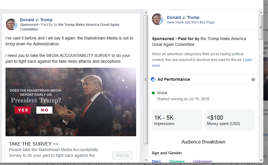 الرئيس الأمريكي ترامب الأكثر إنفاقًا على الإعلانات السياسية على فيسبوك