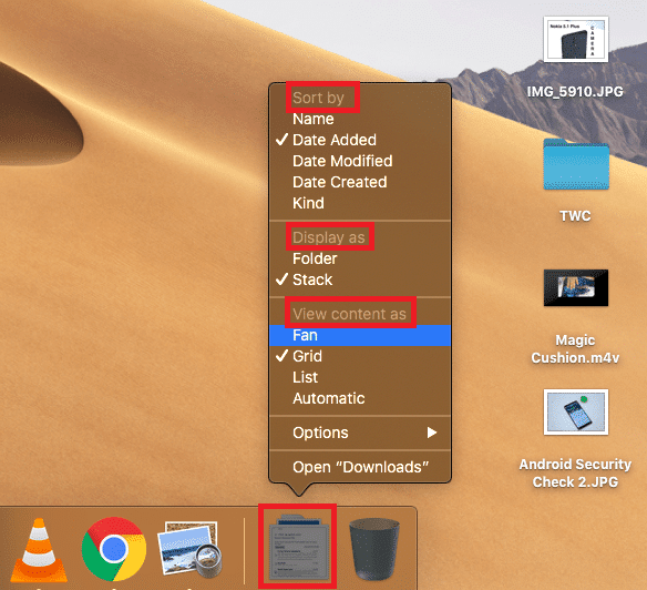 كيفية تخصيص المجلدات في شريط التطبيقات Dock على نظام macOS Mojave