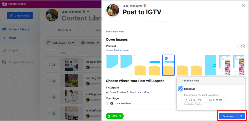 كيفية جدولة منشورات إنستاجرام ومقاطع فيديو IGTV مع فيسبوك