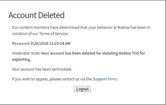 حذف حساب روبلوكس
