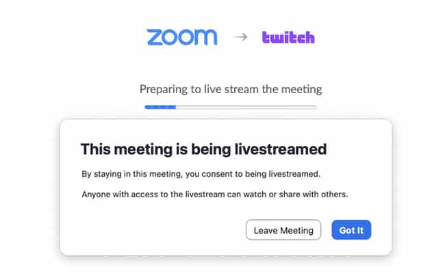 Zoom تسهل بث اجتماعك مباشرة عبر تويتش