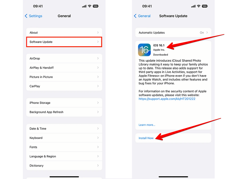  كيفية تحديث هاتف آيفون إلى إصدار iOS 16.1 