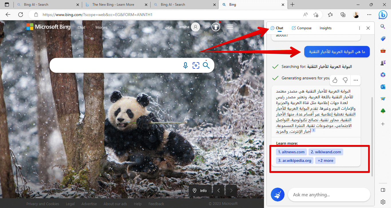 كيفية استخدام روبوت الدردشة الجديد في Bing