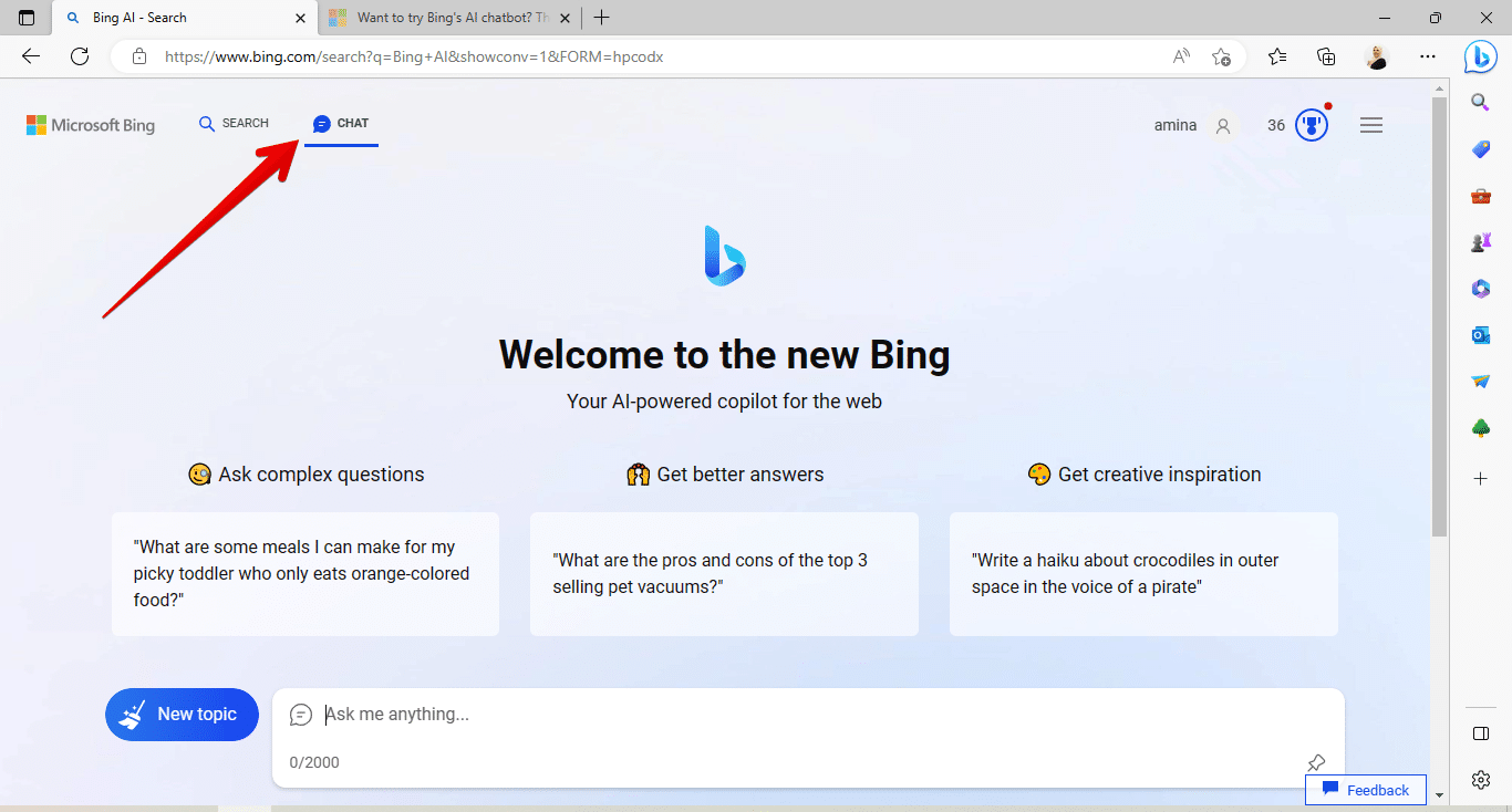 كيفية استخدام روبوت الدردشة الجديد في Bing