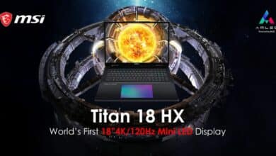 MSI Titan 18 HX هو الأول من نوعه في العالم بشاشة 4K/120Hz Mini LED