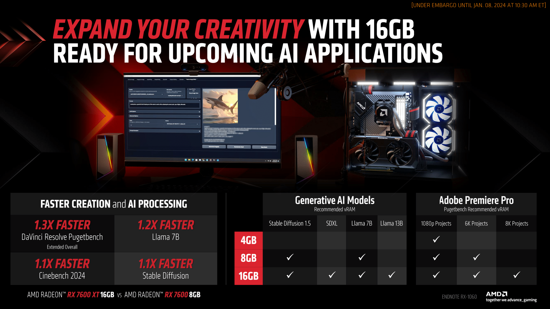 AMD تكشف رسميًا عن بطاقة RX 7600 XT بحجم ذاكرة يصل إلى 16 جيجابايت