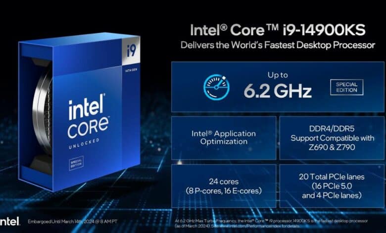إنتل تعلن رسميًا إطلاق أسرع معالجاتها المركزية Core i9-14900KS في العالم