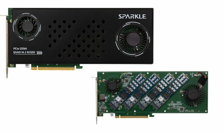 Sparkle تقدم بطاقة التخزين PCIe Gen 4 Quad M.2 Riser