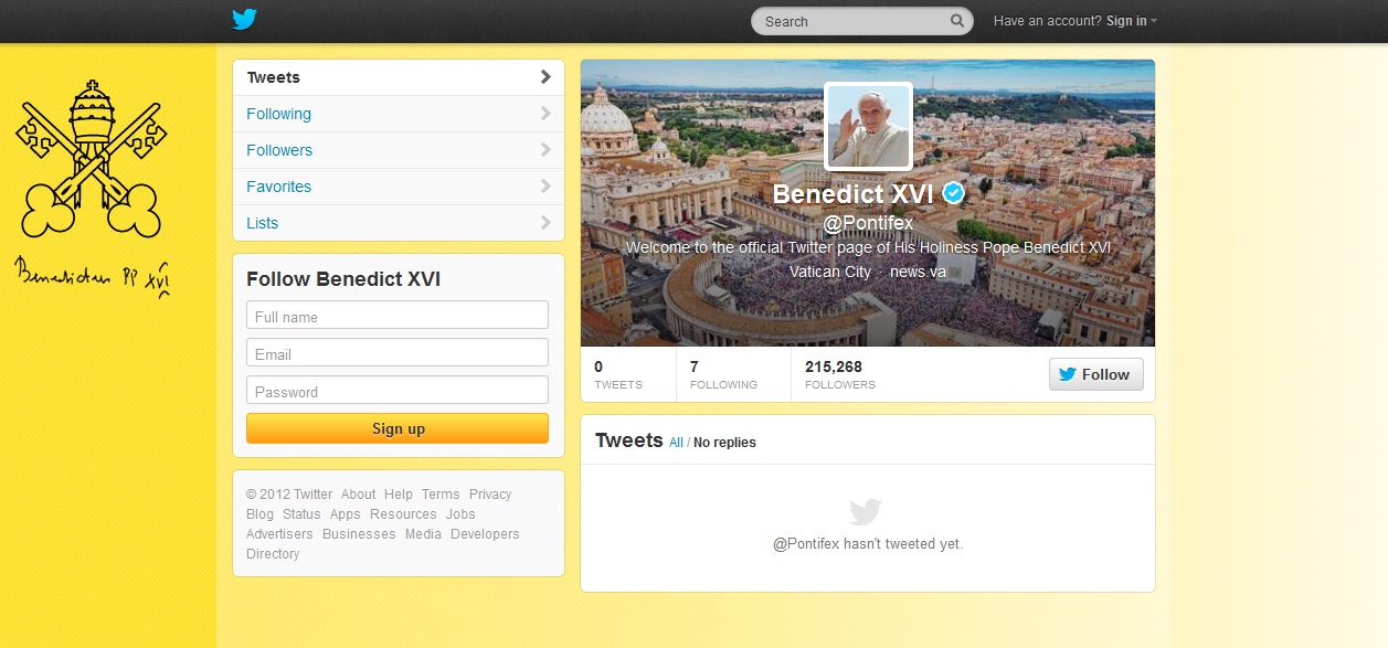 بابا الفاتيكان ينضم إلى تويتر