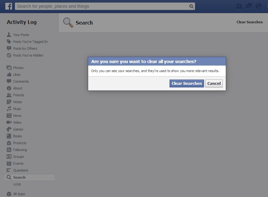 طريقة حذف سجل البحث من "فيسبوك"