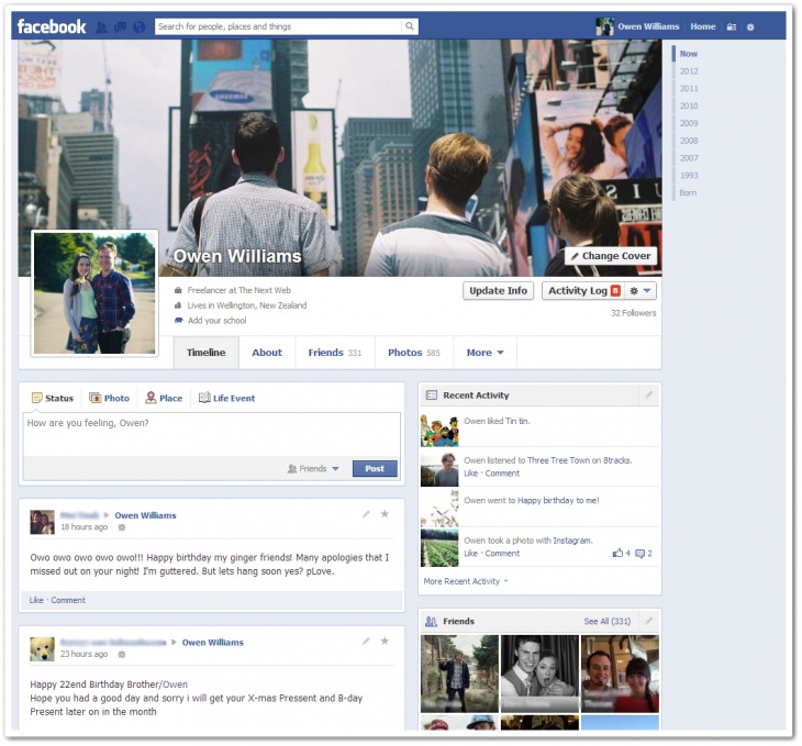 فيسبوك يستعرض واجهة "تايم لاين" الجديدة في نيوزيلندا